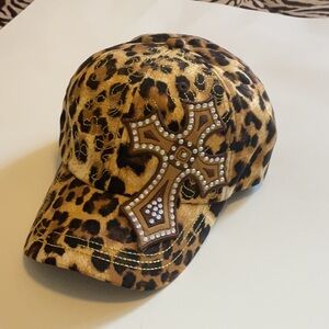 Kbethos Leopard Print Cap with Cross Design